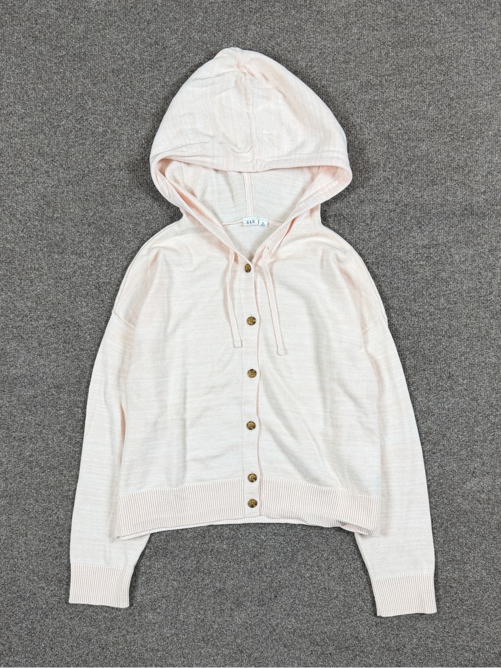Gap Light Pink Hooded Cardigan Sweater Women’s XL Lightweight 100% Cotton